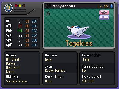 UU Togekiss Support – Items: Leftovers / Babiri Berry / Rocky Helmet / Shed Shell