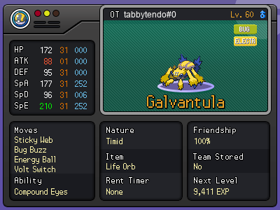 Galvantula – Offensive Support (Bug Buzz + Energy Ball)